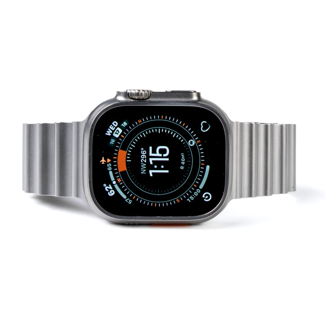 Burton Goods Watch Band Brushed Titanium Mariner Link Apple Watch Band