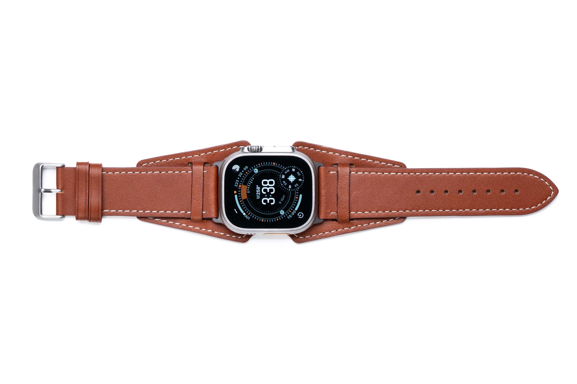 Burton Goods Watch Band Deep Amber / Stainless Steel Slim Logan Leather Cuff