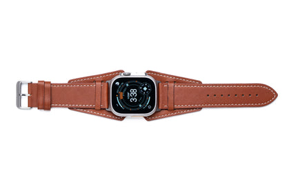 Burton Goods Watch Band Deep Amber / Stainless Steel Slim Logan Leather Cuff