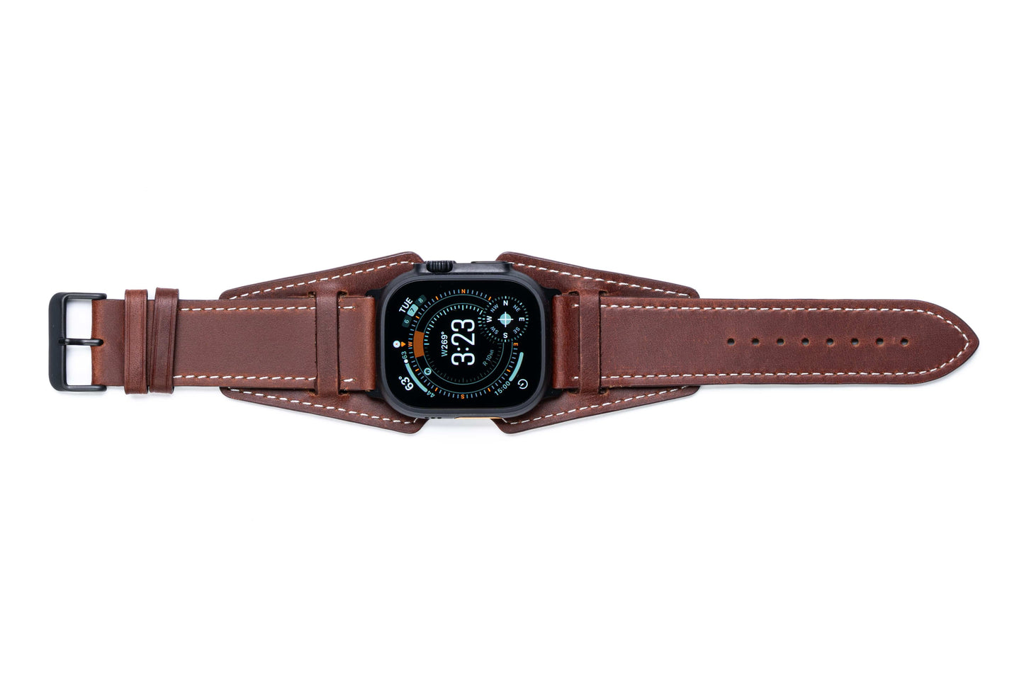Burton Goods Watch Band Mahogany / Onyx Black Slim Logan Leather Cuff