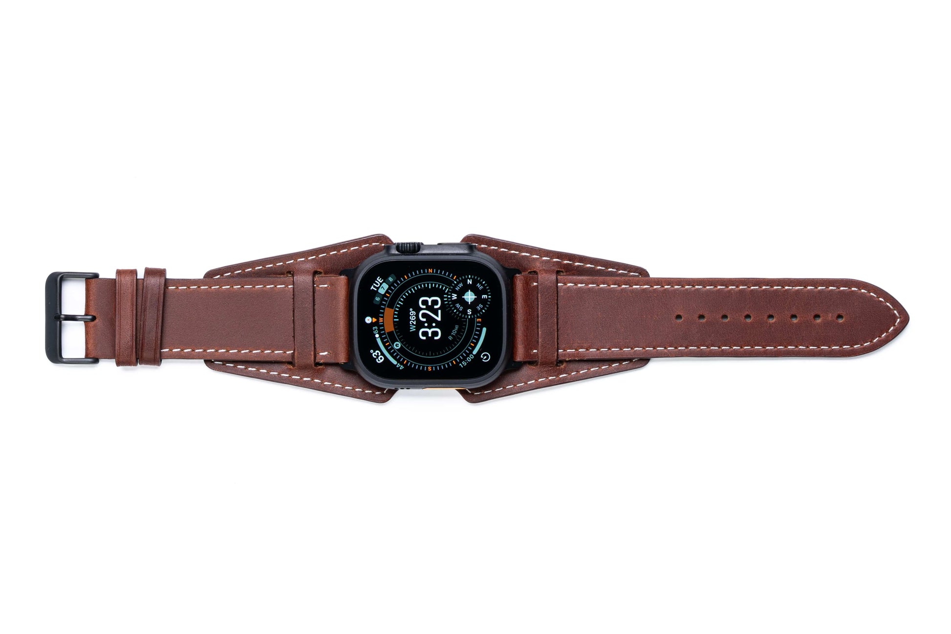 Burton Goods Watch Band Mahogany / Onyx Black Slim Logan Leather Cuff