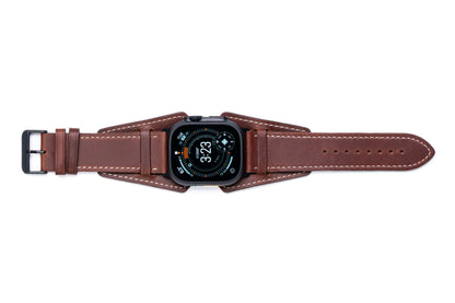Burton Goods Watch Band Mahogany / Onyx Black Slim Logan Leather Cuff