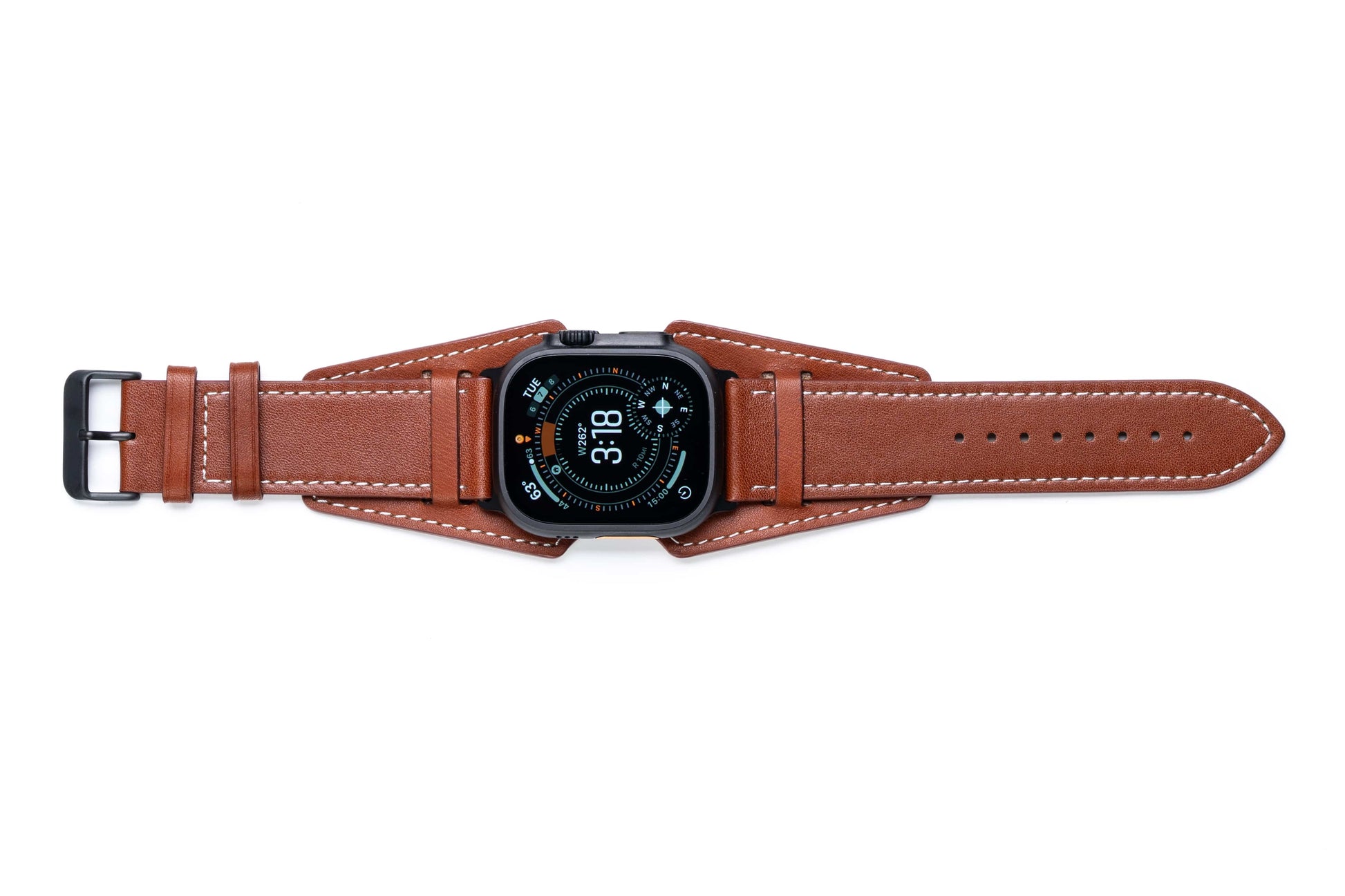 Burton Goods Watch Band Deep Amber / Onyx Black Slim Logan Leather Cuff