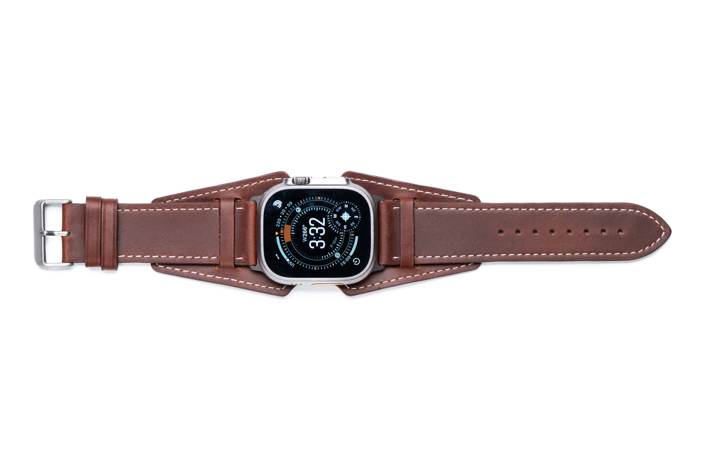 Burton Goods Watch Band Mahogany / Stainless Steel Slim Logan Leather Cuff