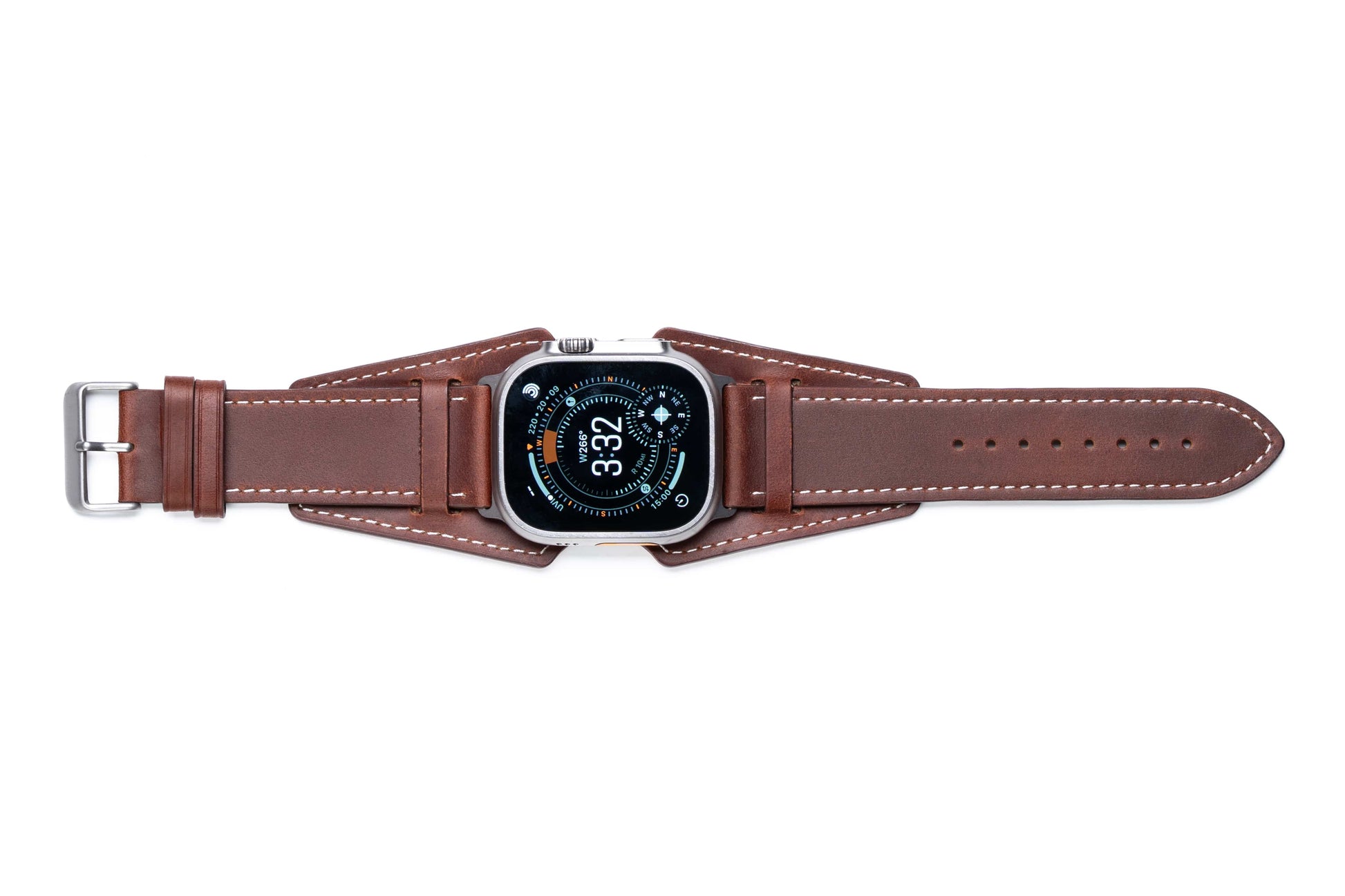 Burton Goods Watch Band Mahogany / Stainless Steel Slim Logan Leather Cuff