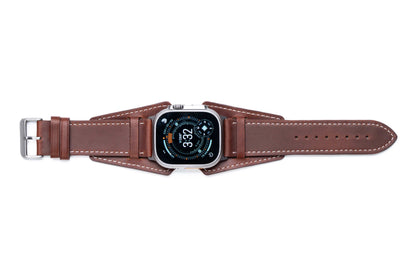 Burton Goods Watch Band Mahogany / Stainless Steel Slim Logan Leather Cuff