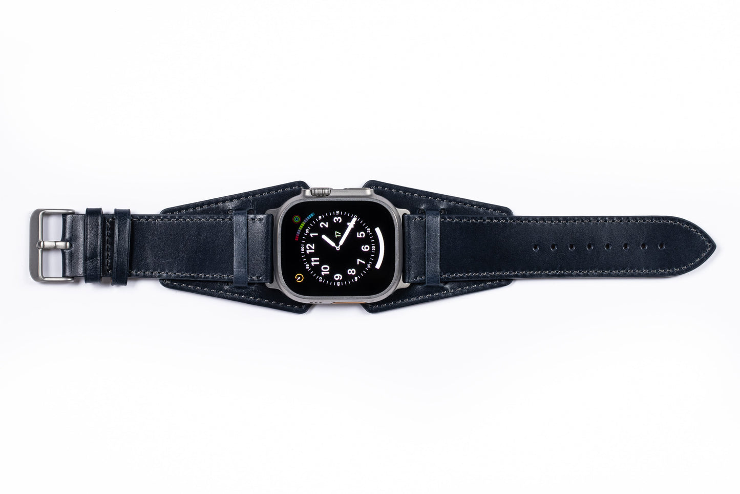 Burton Goods Watch Band Deep Sea Blue / Stainless Steel Slim Logan Leather Cuff
