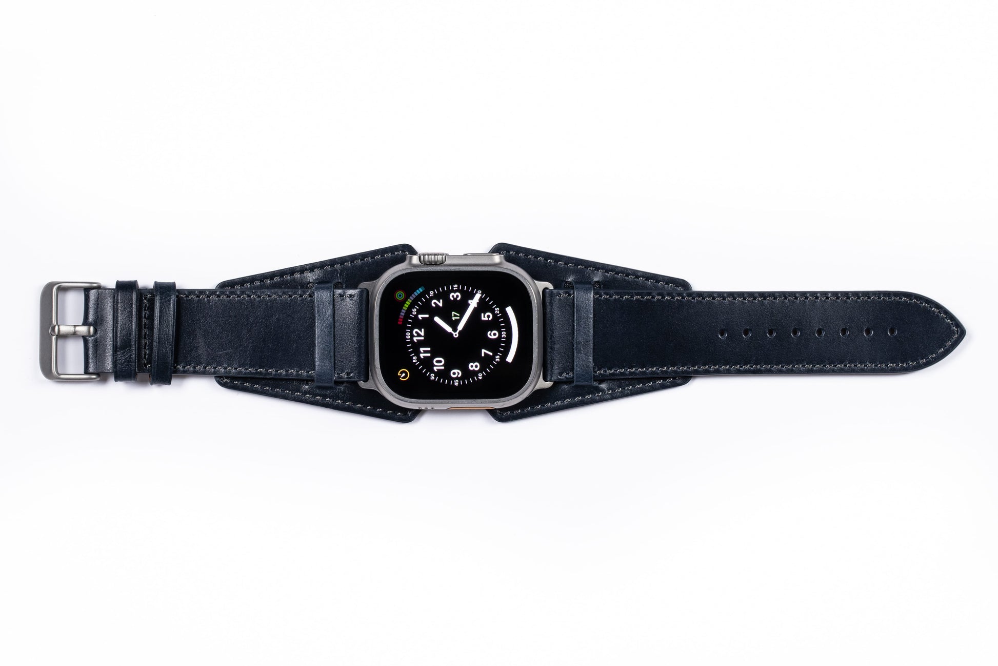 Burton Goods Watch Band Deep Sea Blue / Stainless Steel Slim Logan Leather Cuff