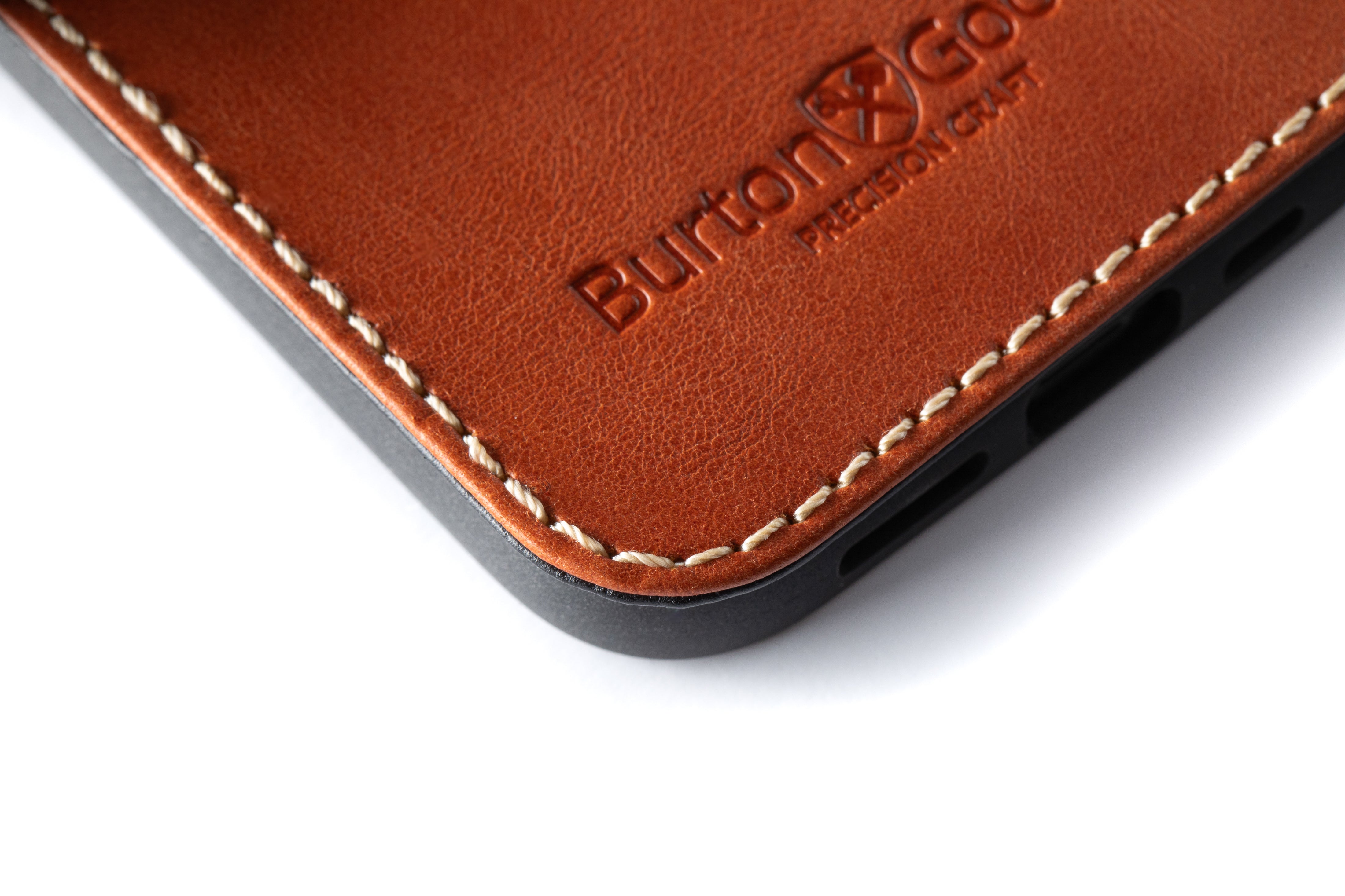 Modern Wallet iPhone 15 Pro case in full grain leather Burton