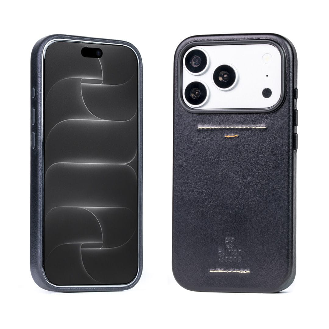 iPhone Case Heritage Leather Case For iPhone 18 Pro Burton Goods Onyx Black