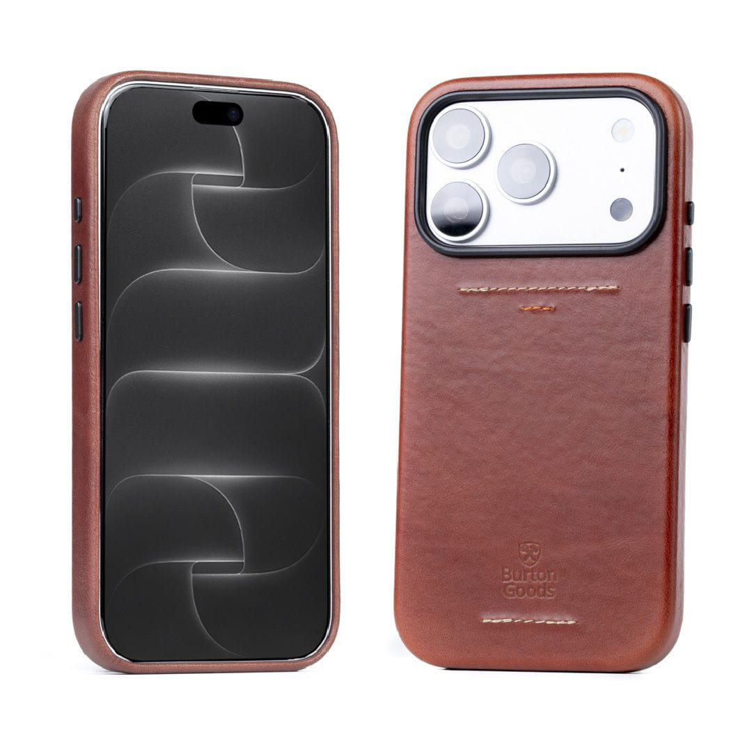 iPhone Case Heritage Leather Case For iPhone 18 Pro Burton Goods Deep Amber