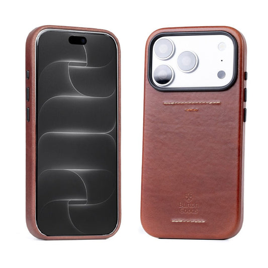iPhone Case Heritage Leather Case For iPhone 18 Pro Burton Goods Deep Amber