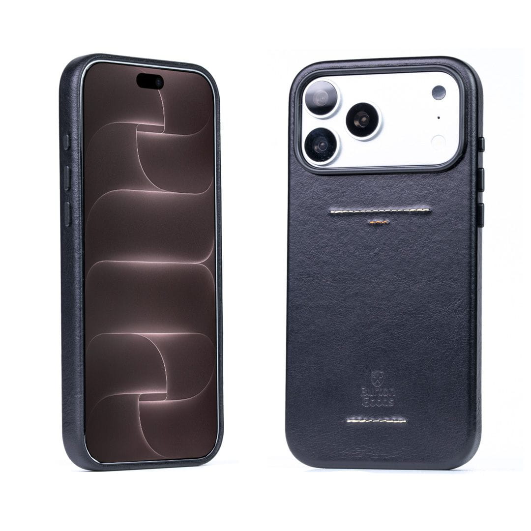 iPhone Case Heritage Leather Case For iPhone 18 Pro Max Burton Goods Onyx Black
