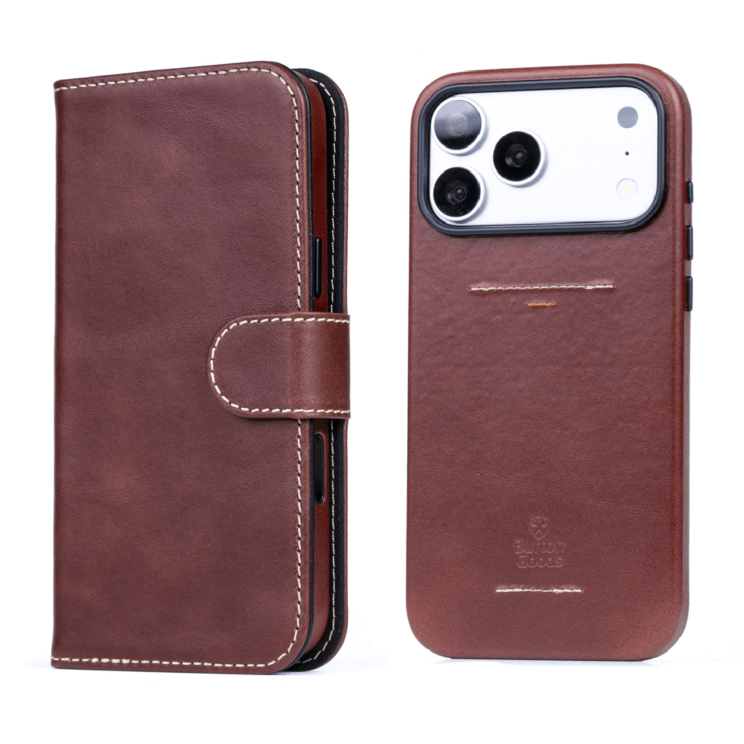 iPhone Case Luxury Pocket Book Wallet Case For iPhone 18 Pro Max Burton Goods Mahogany