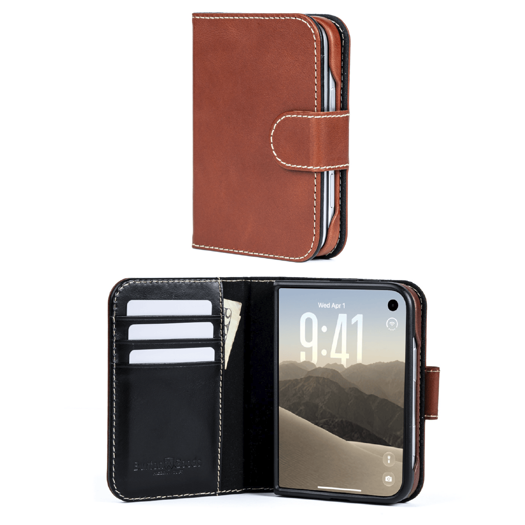 iPhone Case The Pocket Book Leather Case For iPhone 18 Duo Burton Goods Deep Amber