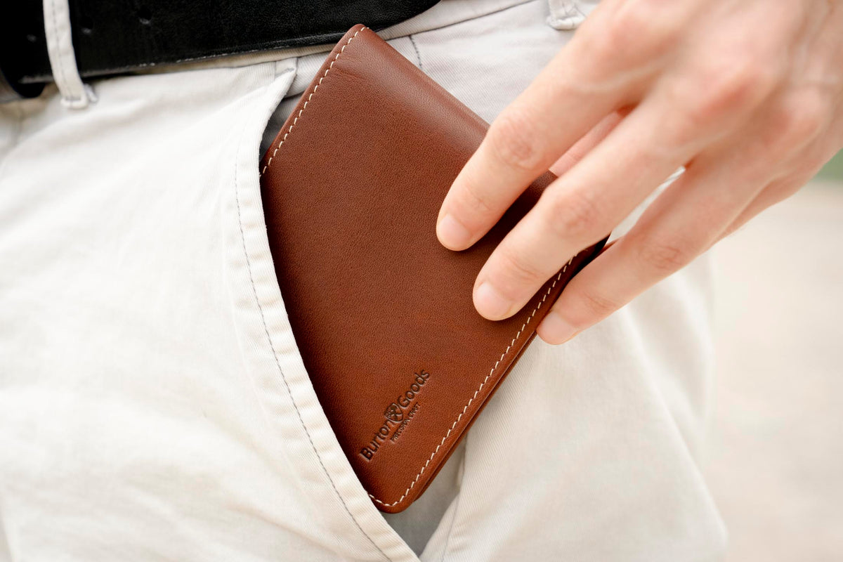 Leather Accessories Classic Slim Bi-Fold Leather Wallet Burton Goods LLC® Light Mahogany