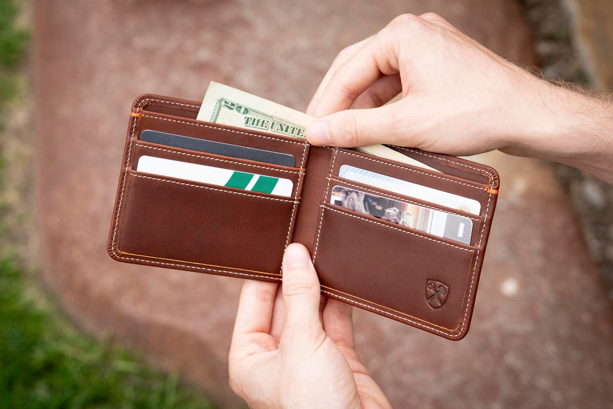Leather Accessories Classic Slim Bi-Fold Leather Wallet Burton Goods LLC® Light Mahogany