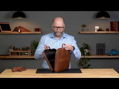 Slim Leather Laptop Briefcase - Medium 16"