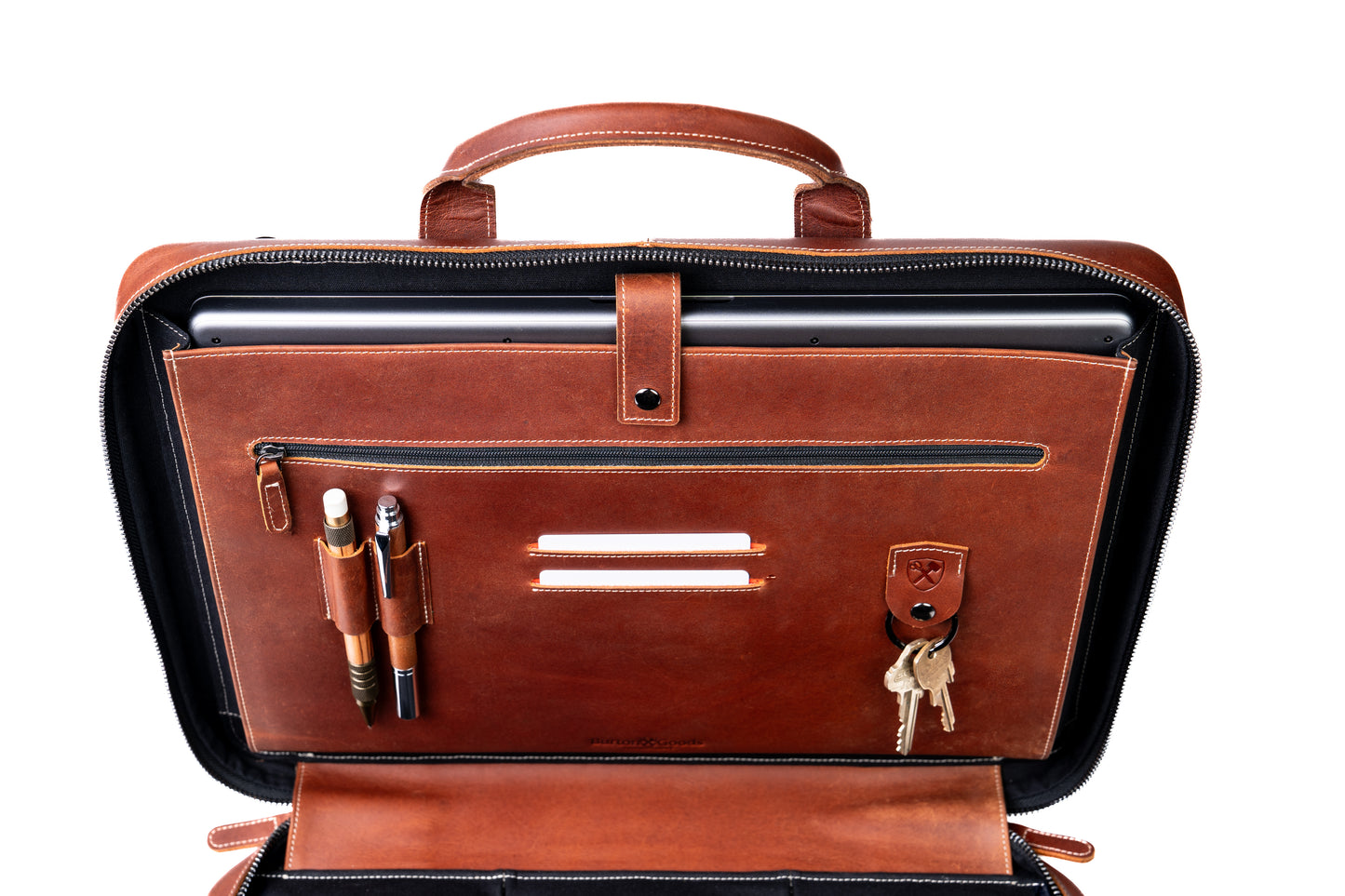 Slim Leather Laptop Briefcase - Medium 16"