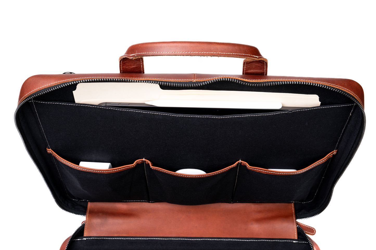 Slim Leather Laptop Briefcase - Medium 16"