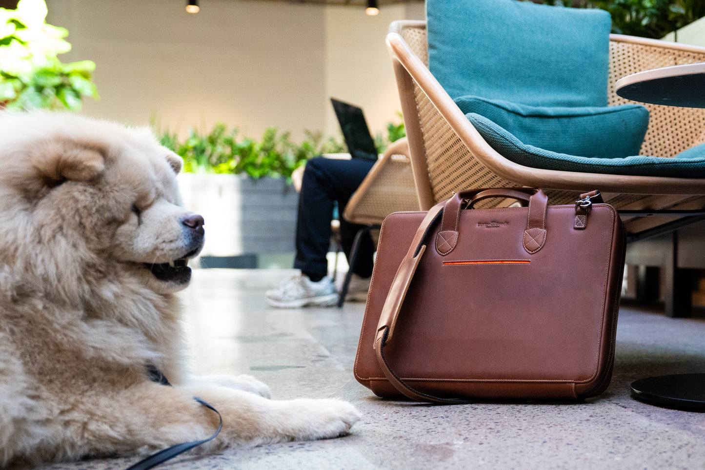 Slim Leather Laptop Briefcase - Medium 16"