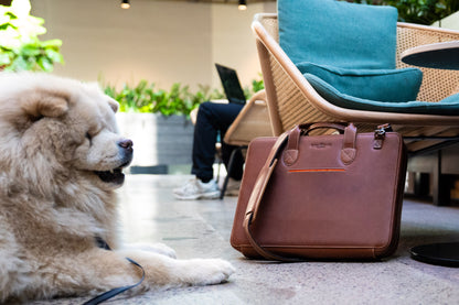 Slim Leather Laptop Briefcase - Medium 16"