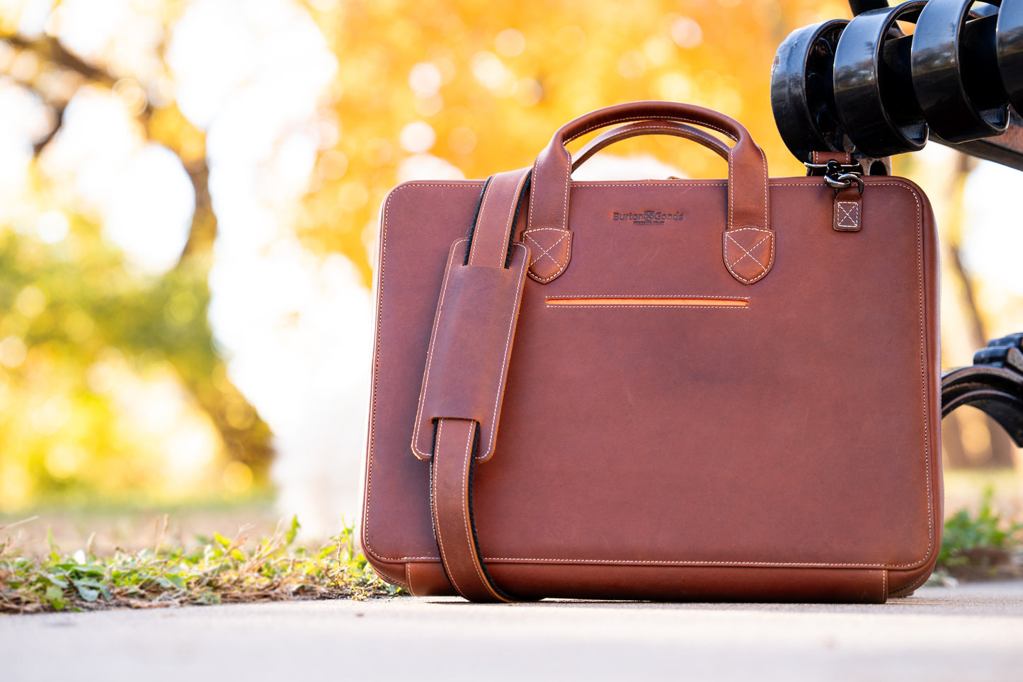 Slim Leather Laptop Briefcase - Medium 16"