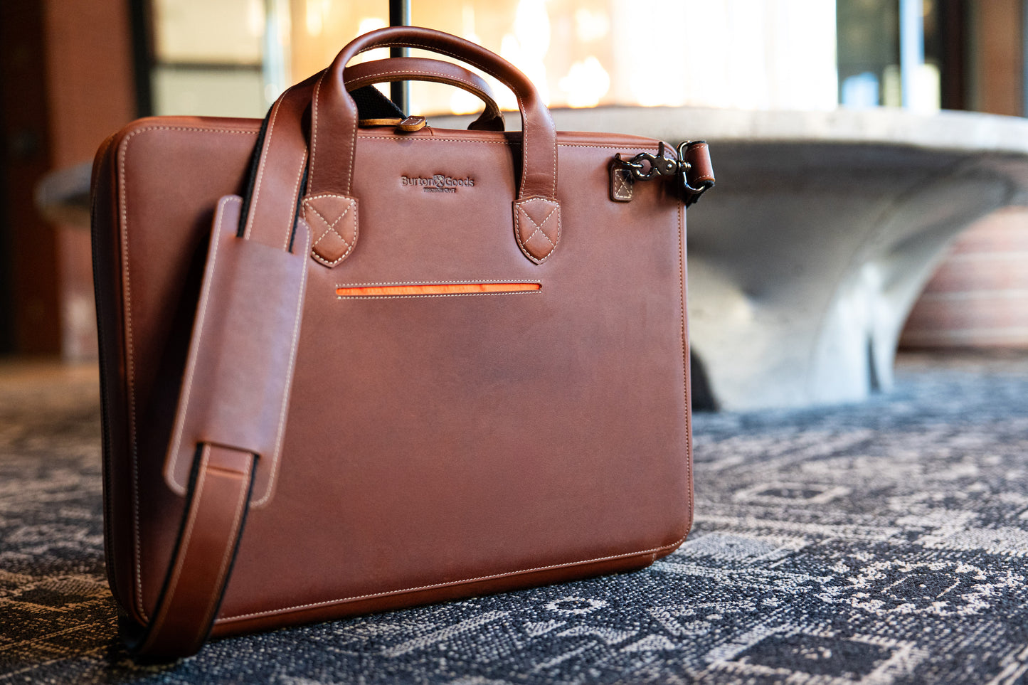 Slim Leather Laptop Briefcase - Medium 16"